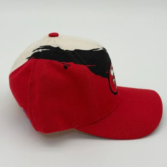 Vintage Logo Athletic San Francisco 49ers Splash Snapback Hat Red White NFL SF